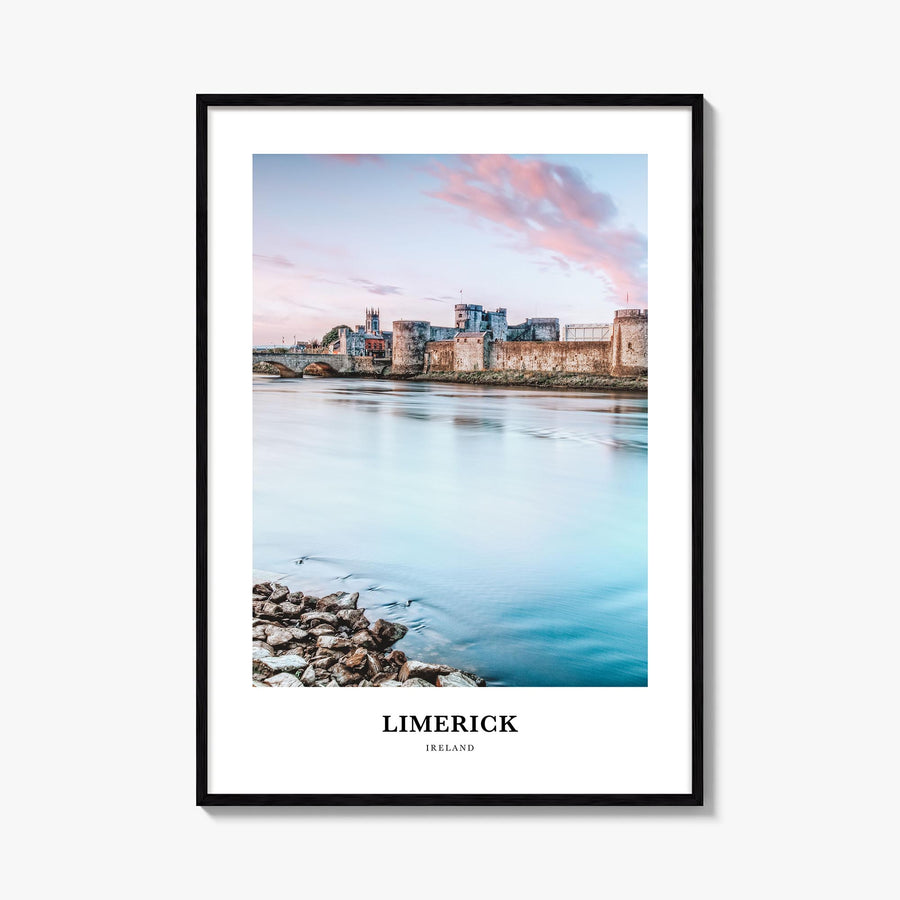 Limerick colorful classic poster of Ireland – vertical wall art, unframed print shown in interior mockup