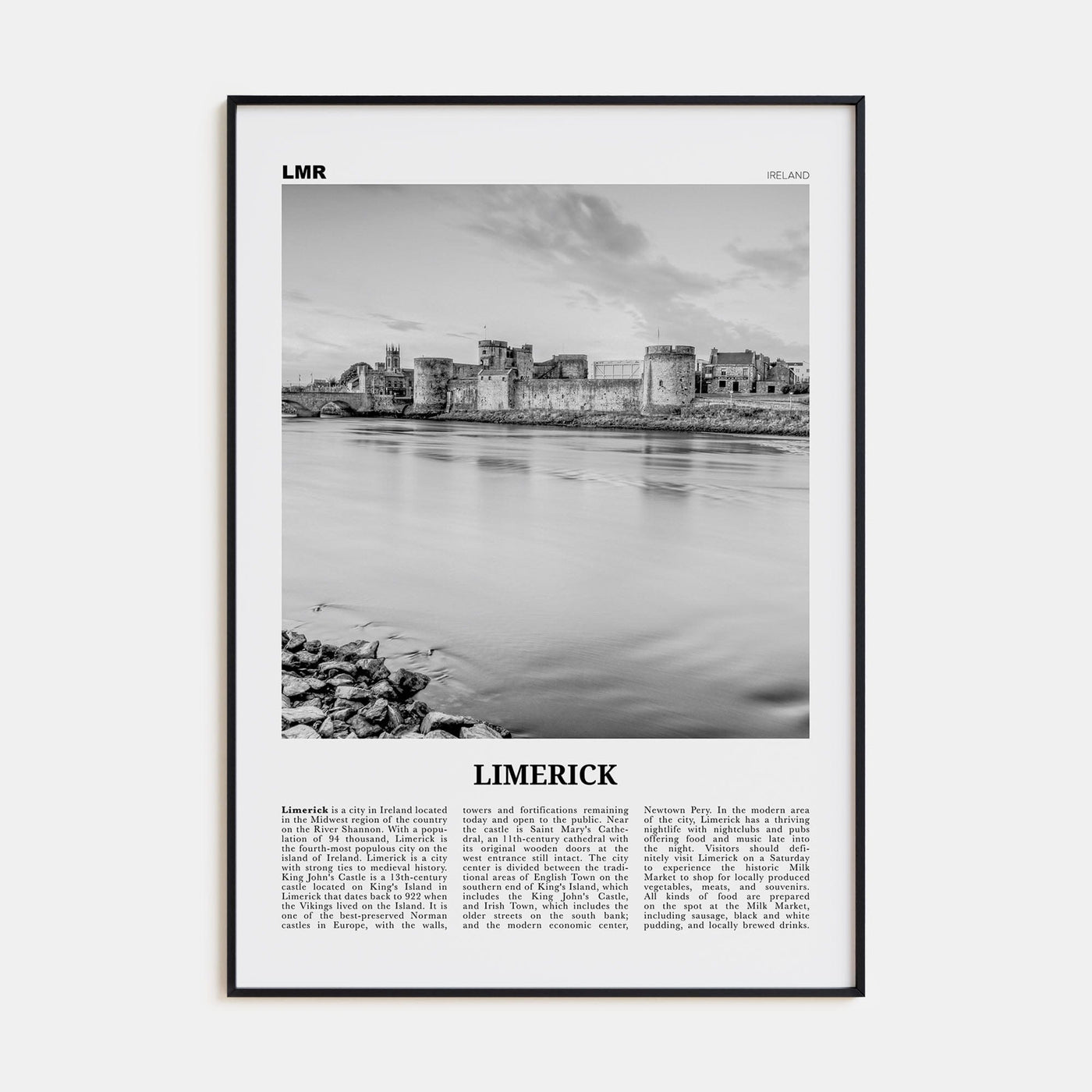 Limerick Poster None / 8x12 in Nbourhood Travel B&W Poster