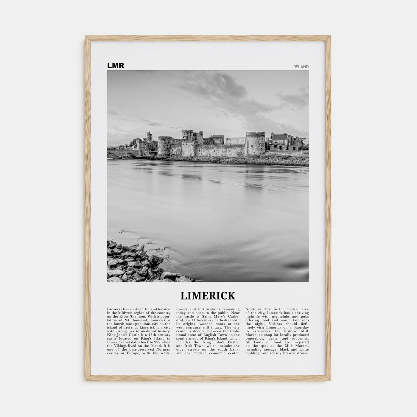 Limerick Poster Natural Wood / 8x12 in Nbourhood Travel B&W Poster