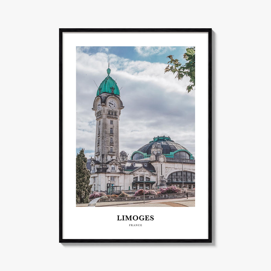Limoges colorful classic poster of France – vertical wall art, unframed print shown in interior mockup