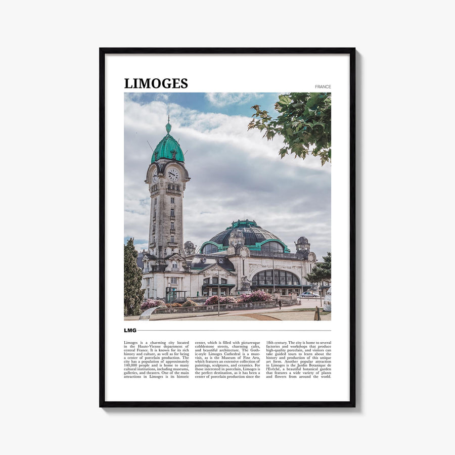 Limoges colorful travel poster of France – vertical wall art, unframed print shown in interior mockup