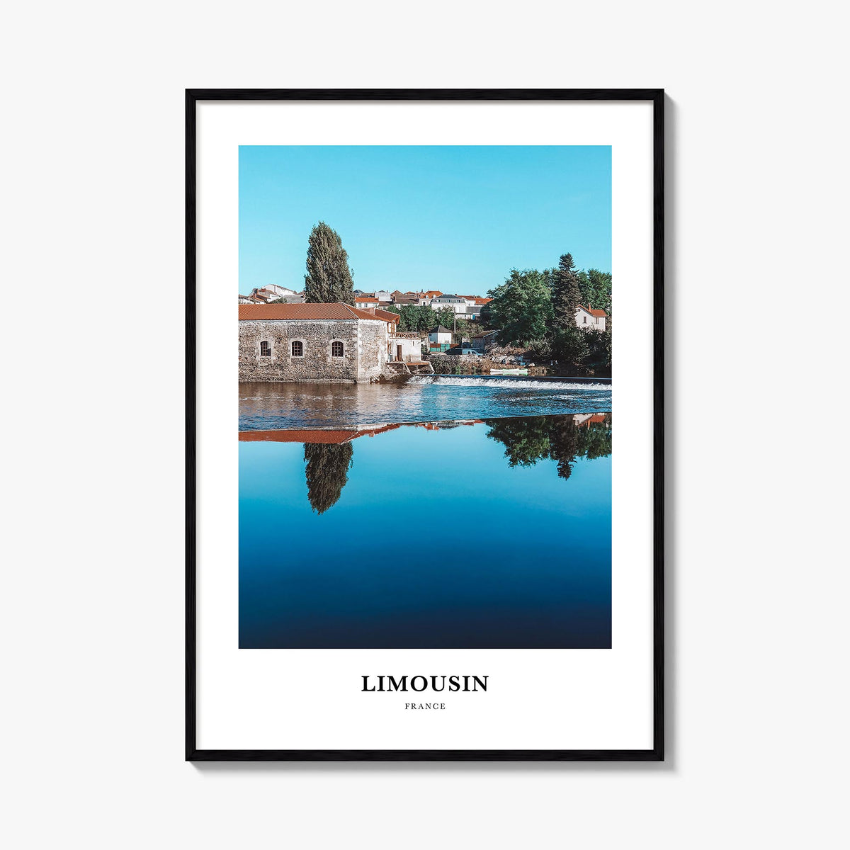 Limousin colorful classic poster of France – vertical wall art, unframed print shown in interior mockup