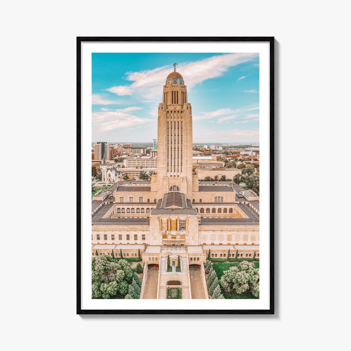 Lincoln colorful photo poster of Nebraska, USA – vertical wall art, unframed print shown in interior mockup