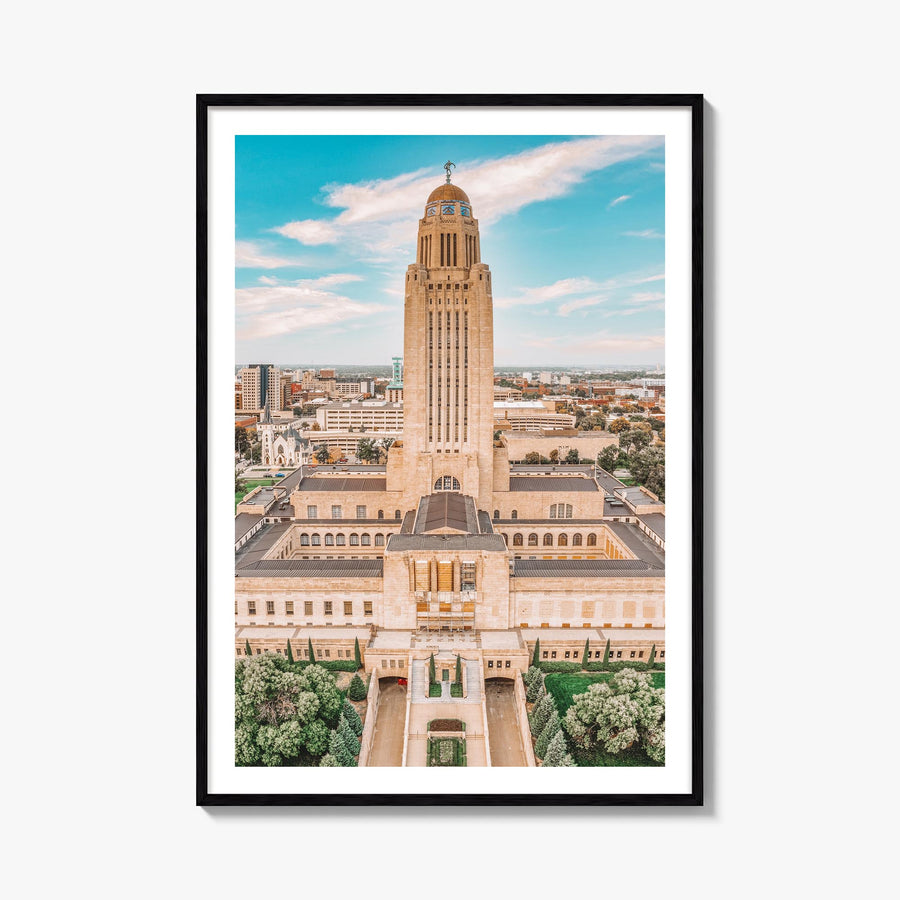 Lincoln colorful photo poster of Nebraska, USA – vertical wall art, unframed print shown in interior mockup