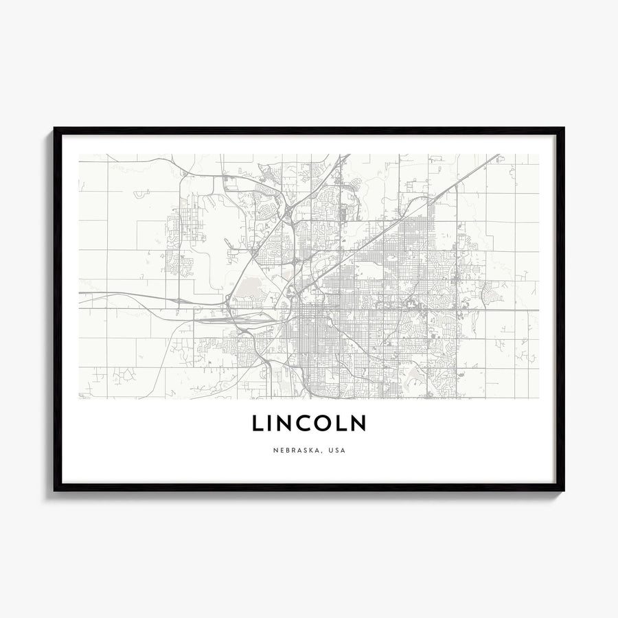 Lincoln Map Poster, framed poster mockup