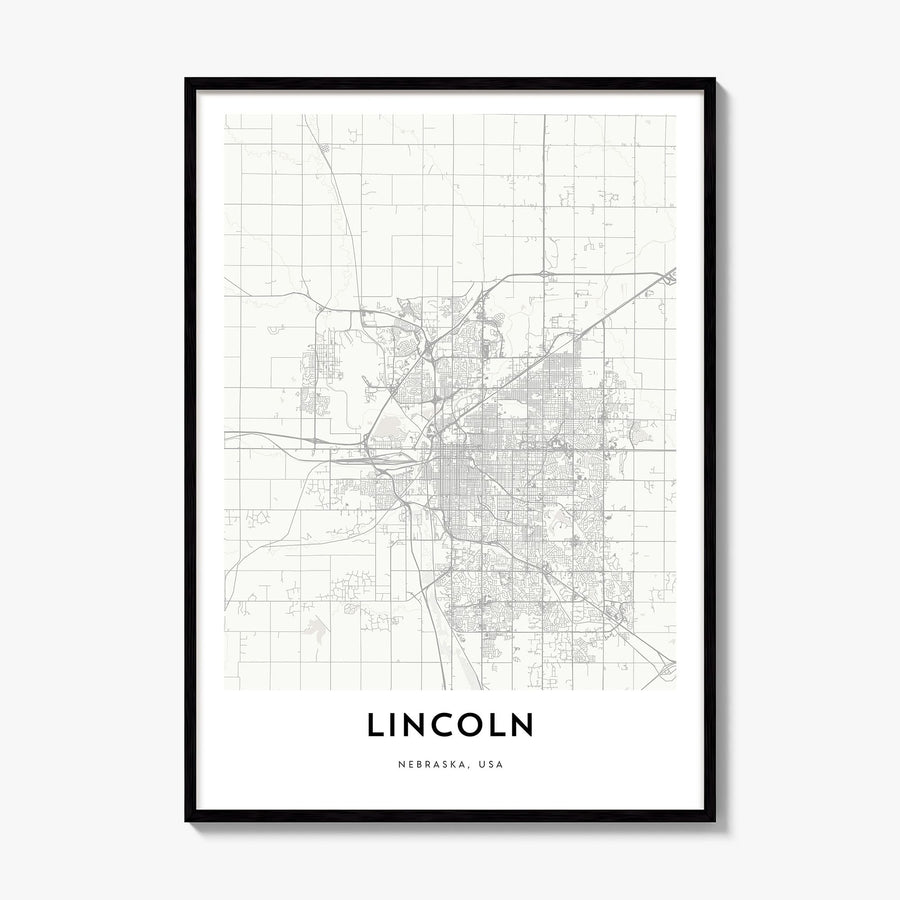 Lincoln Map Poster, framed poster mockup