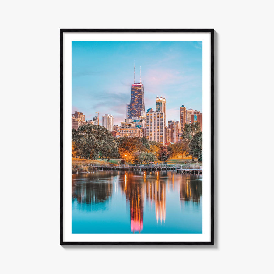 Lincoln Park no. 1 colorful photo poster of Chicago, Illinois – vertical wall art, unframed print shown in interior mockup