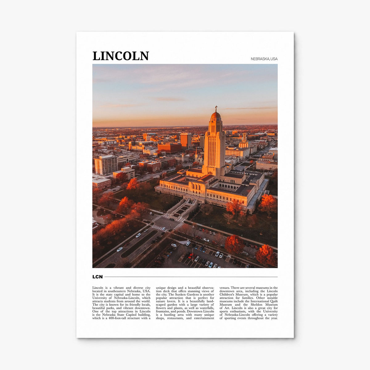 Lincoln Travel Poster, print only (unframed)