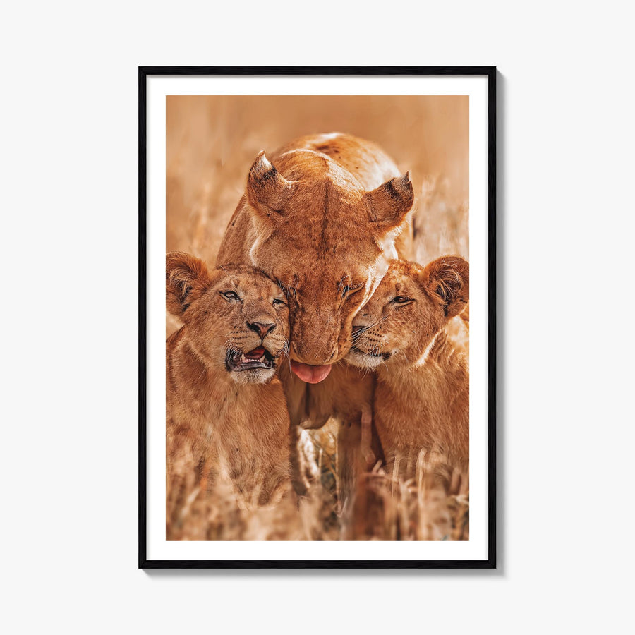 Lion no. 4 colorful photo poster – vertical wall art, unframed print shown in interior mockup