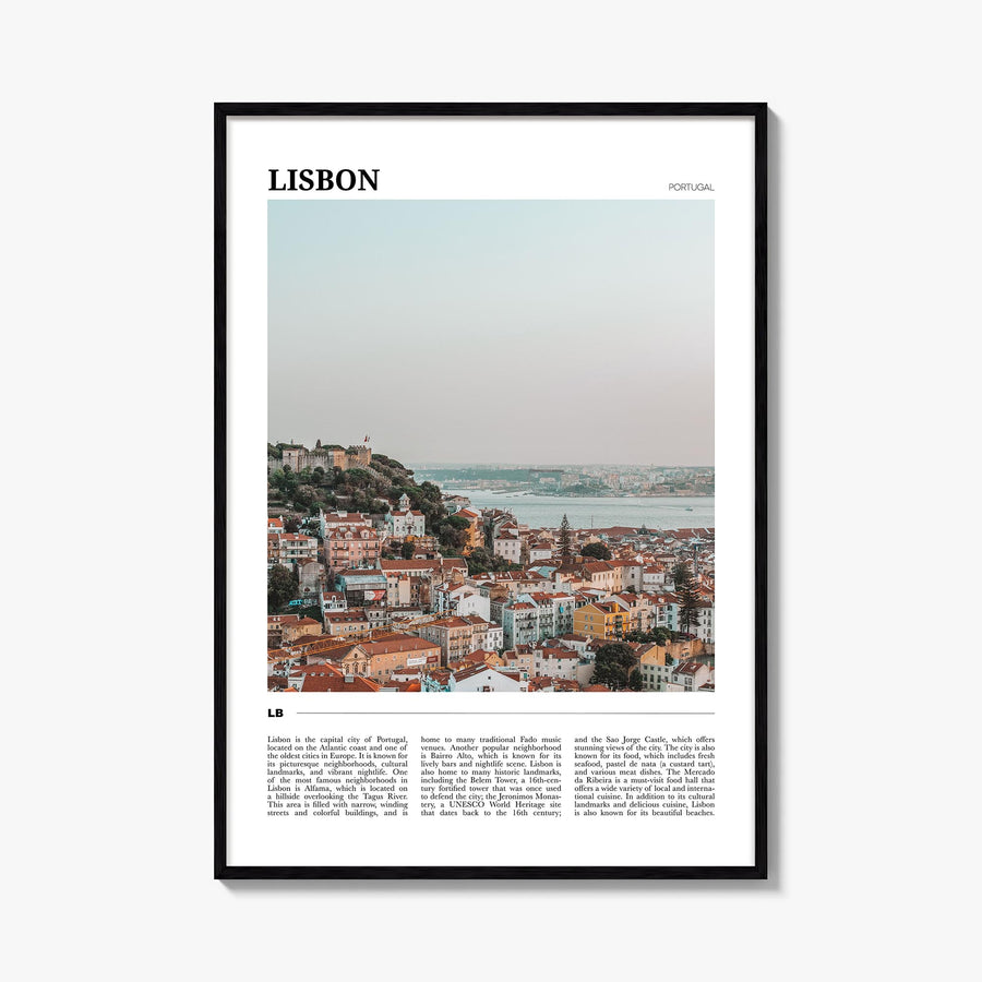 Lisbon colorful travel poster of Portugal – vertical wall art, unframed print shown in interior mockup
