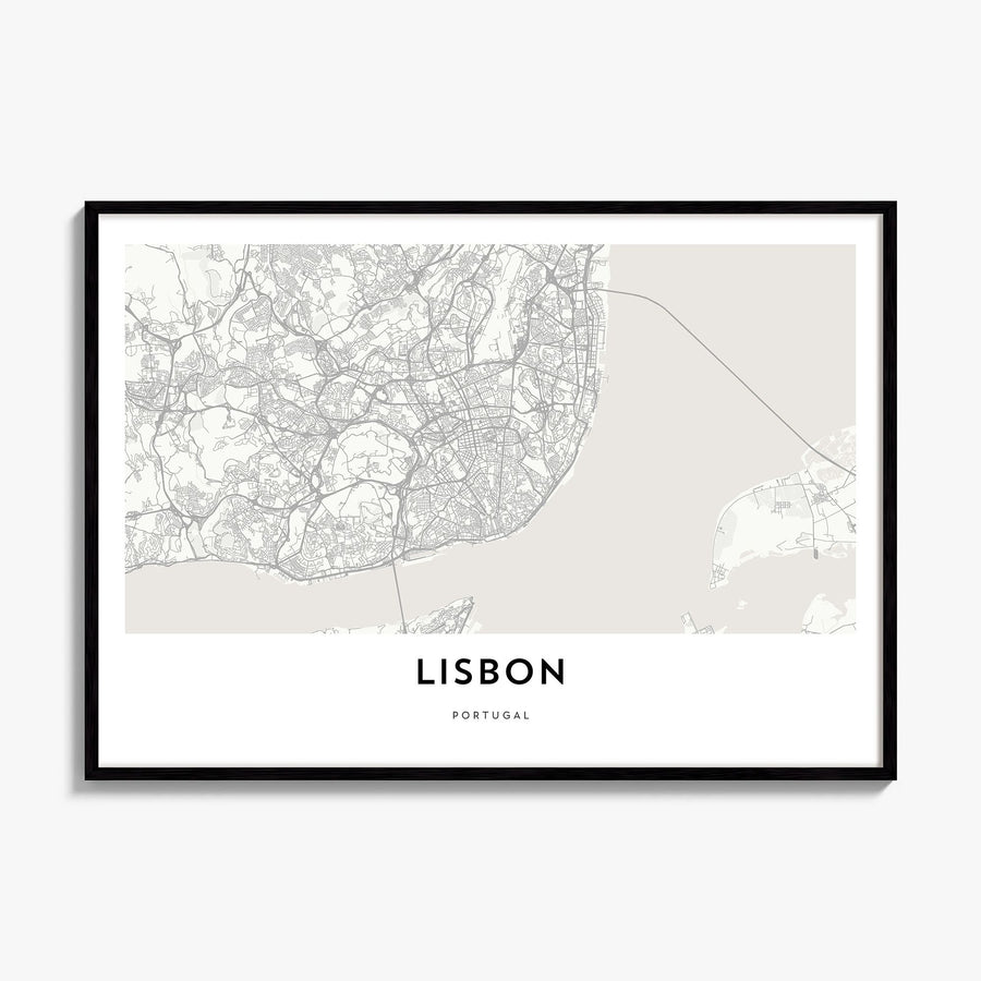 Lisbon Map Poster, framed poster mockup