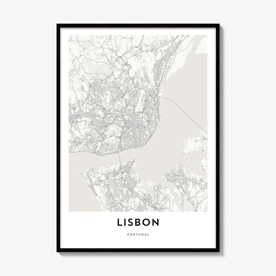Lisbon Map Poster, framed poster mockup