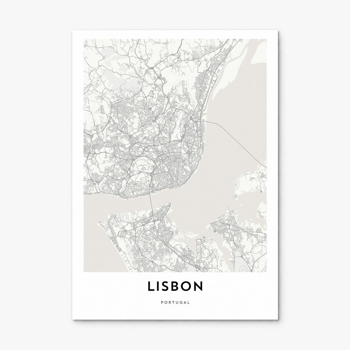 Lisbon Map Poster, print only (unframed)