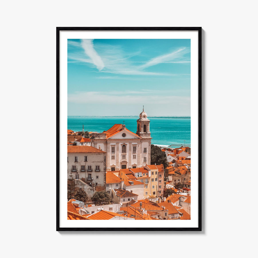 Lisbon no. 1 colorful photo poster of Portugal – vertical wall art, unframed print shown in interior mockup