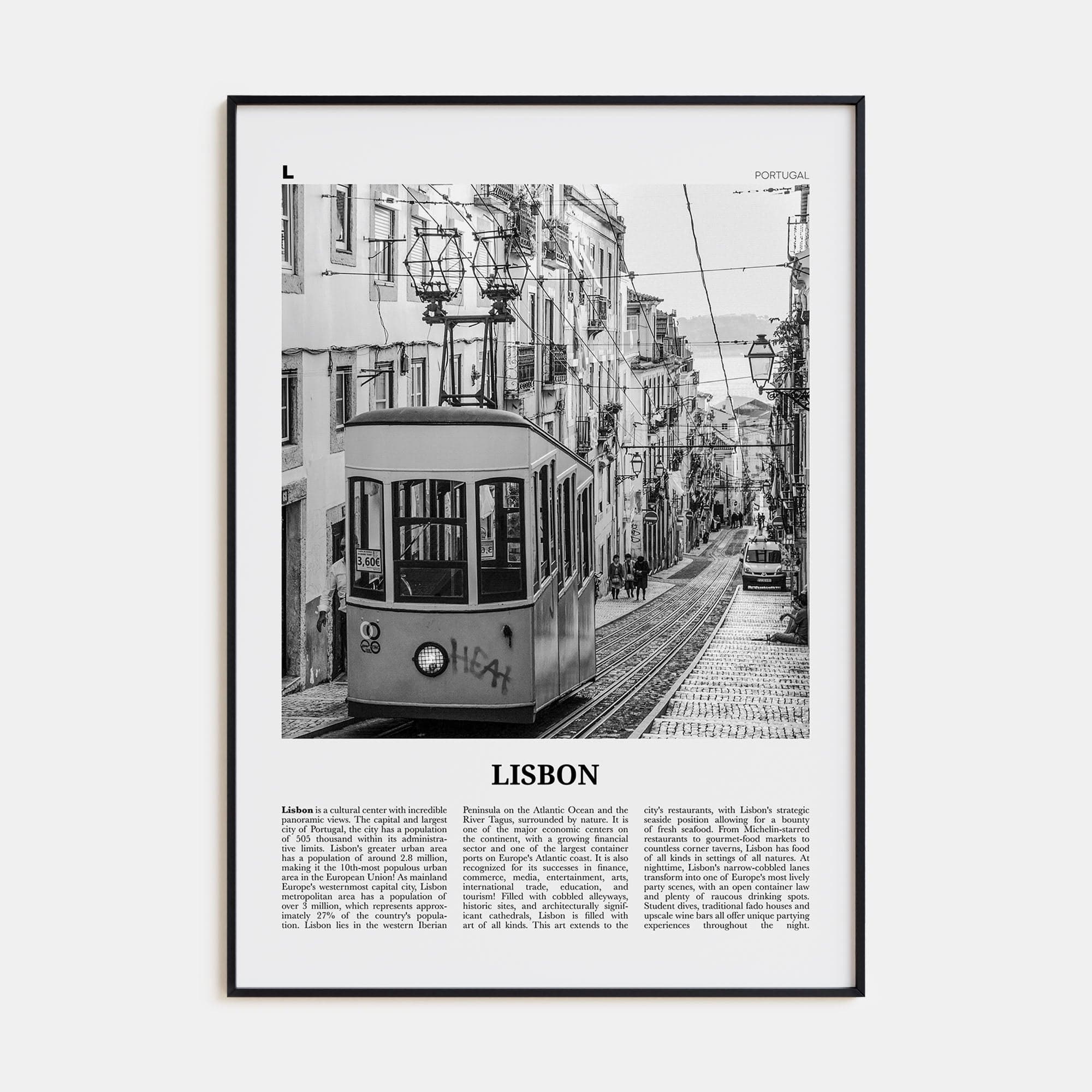 Lisbon No 1 Poster None / 8x12 in Nbourhood Travel B&W Poster