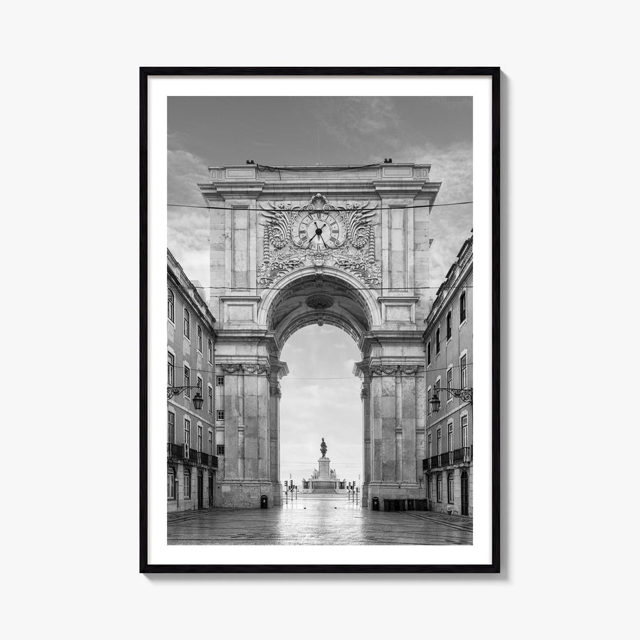 Lisbon no. 2 black & white photo poster of Portugal – vertical wall art, unframed print shown in interior mockup