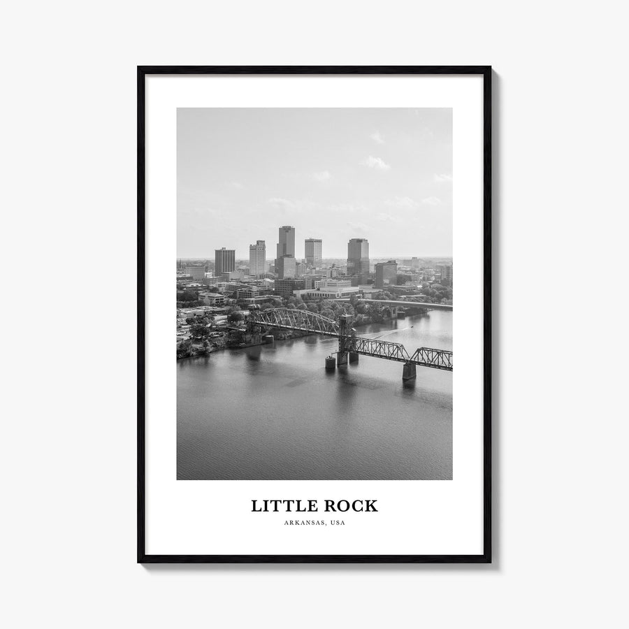 Little Rock black & white classic poster of Arkansas, USA – vertical wall art, unframed print shown in interior mockup