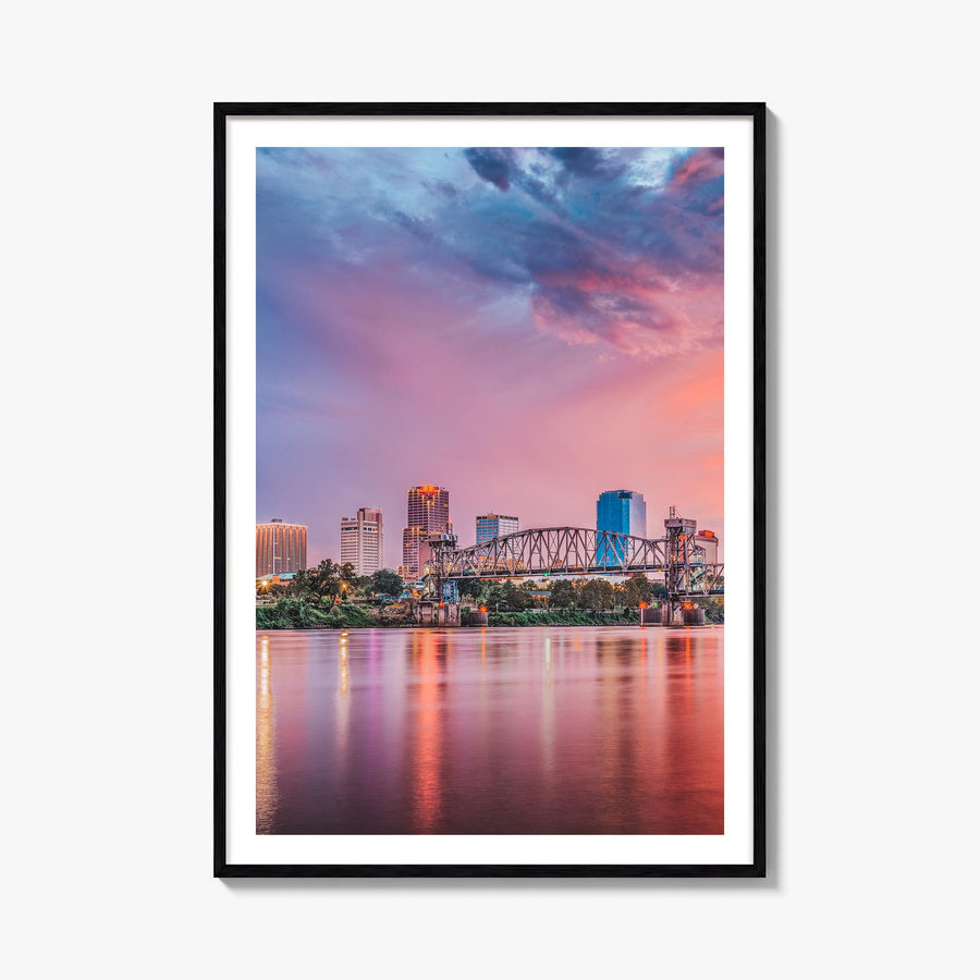 Little Rock colorful photo poster of Arkansas, USA – vertical wall art, unframed print shown in interior mockup