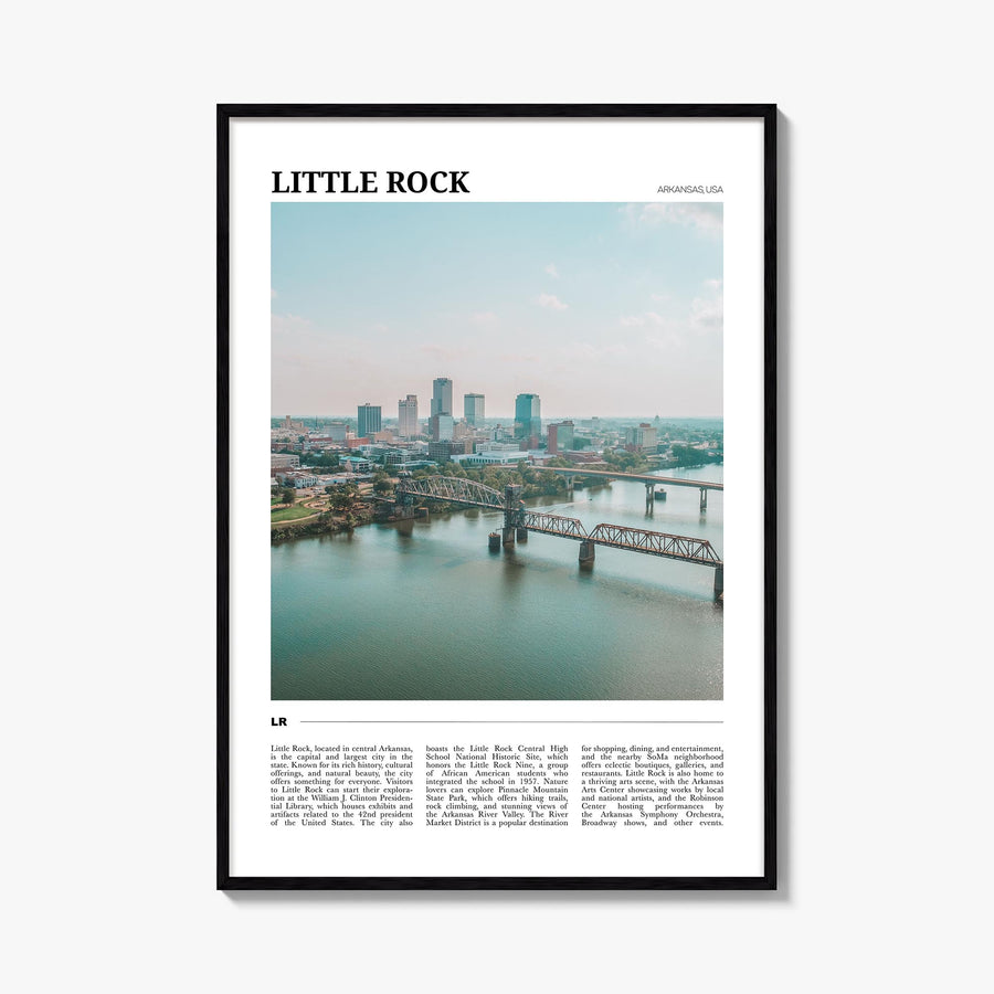 Little Rock colorful travel poster of Arkansas, USA – vertical wall art, unframed print shown in interior mockup