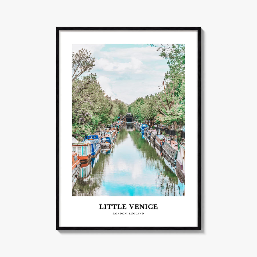 Little Venice, London colorful classic poster of United Kingdom – vertical wall art, unframed print shown in interior mockup