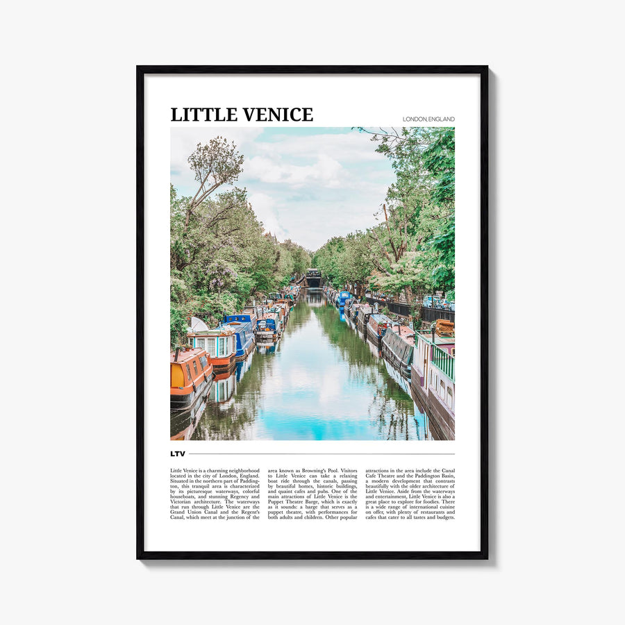 Little Venice, London colorful travel poster of United Kingdom – vertical wall art, unframed print shown in interior mockup