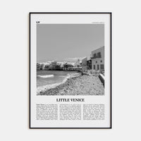 Little Venice, Mykonos Poster Black Metal / 8x12 in Nbourhood Travel B&W Poster