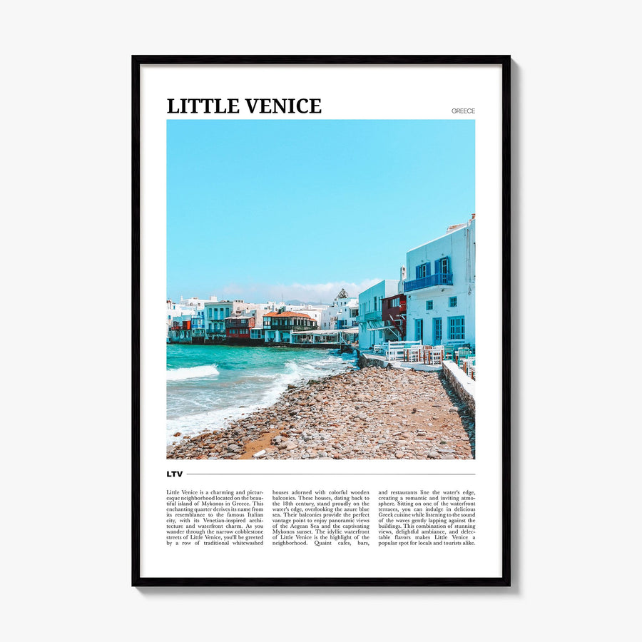 Little Venice, Mykonos Travel Poster, framed poster mockup