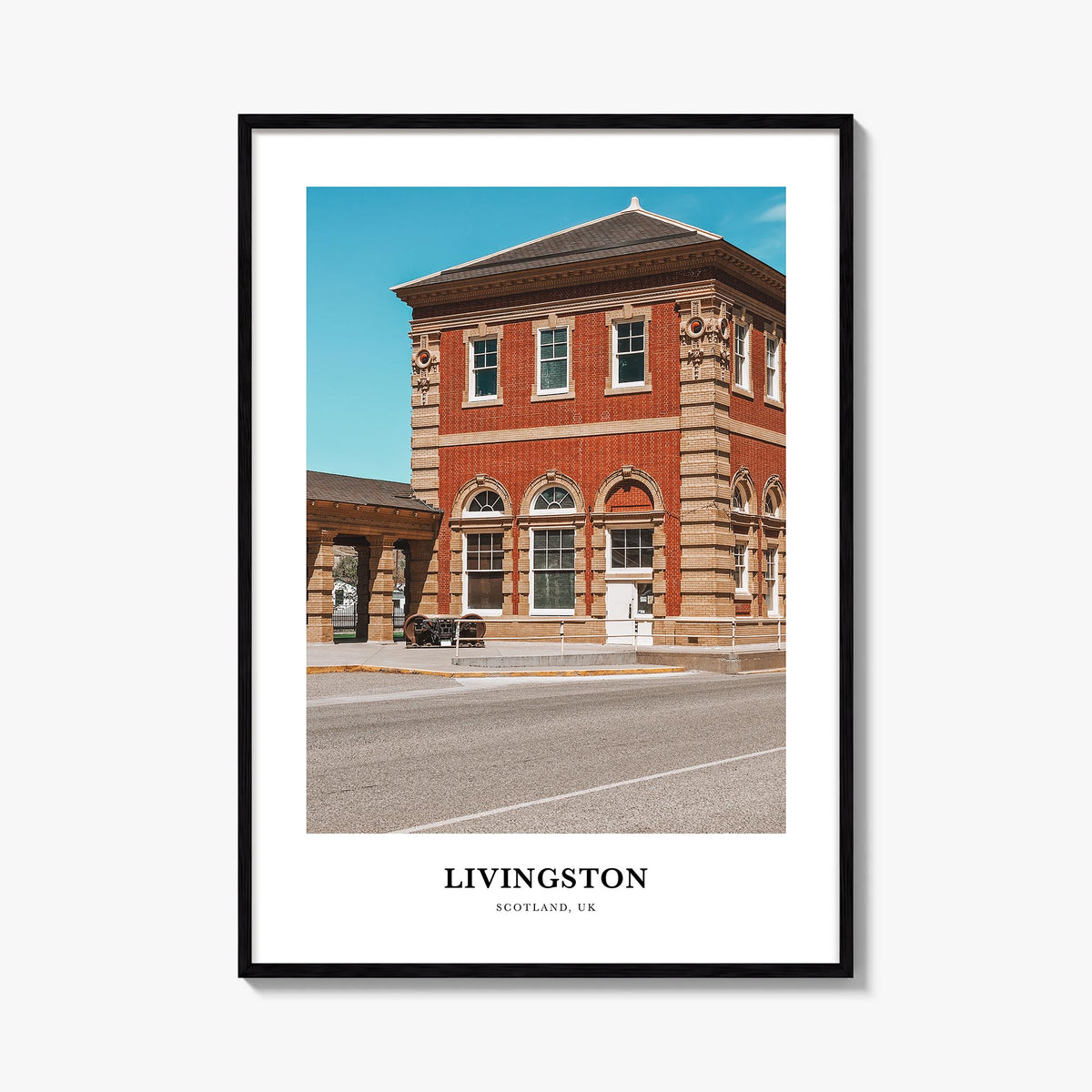 Livingston colorful classic poster of United Kingdom – vertical wall art, unframed print shown in interior mockup