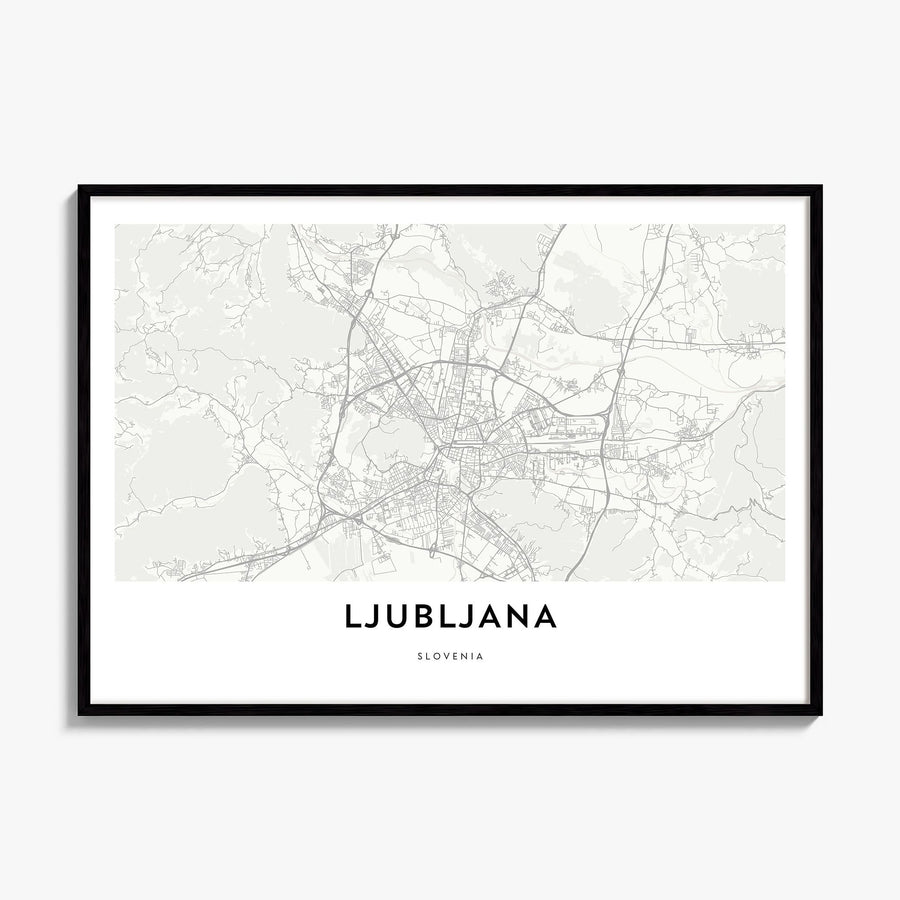 Ljubljana Map Poster, framed poster mockup