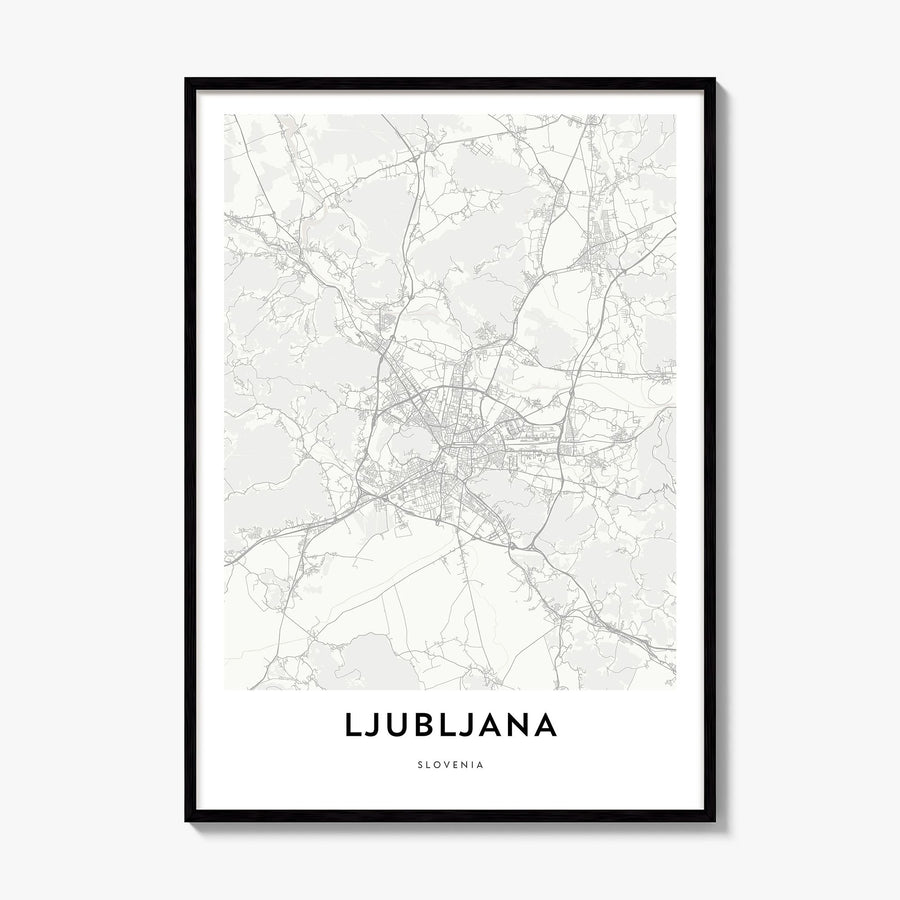 Ljubljana Map Poster, framed poster mockup