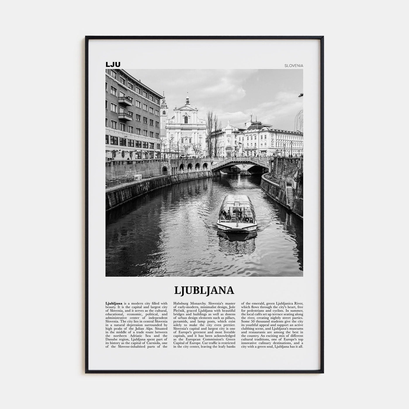 Ljubljana Poster None / 8x12 in Nbourhood Travel B&W Poster