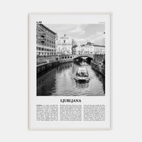 Ljubljana Poster White Wood / 8x12 in Nbourhood Travel B&W Poster