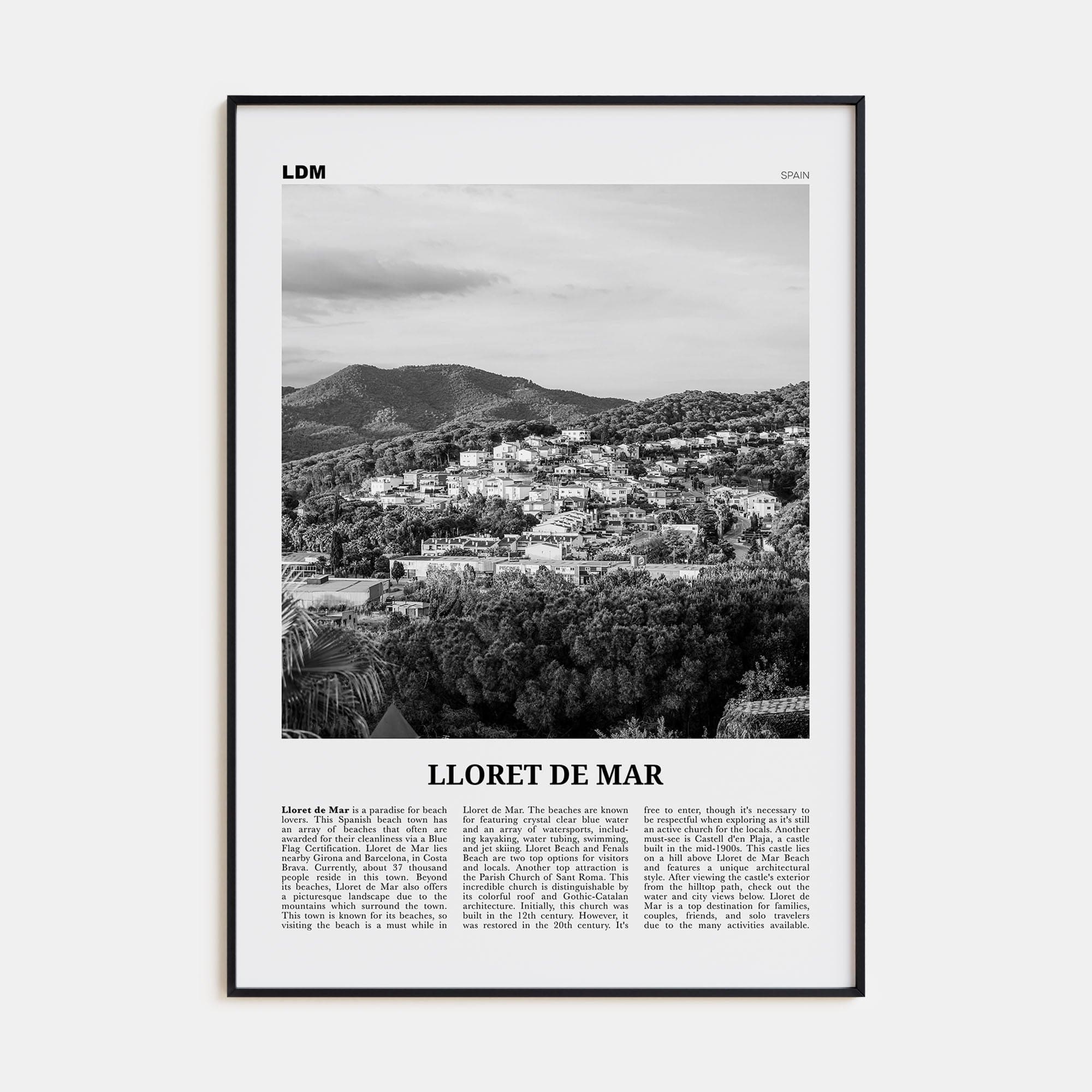 Lloret de Mar No 2 Poster None / 8x12 in Nbourhood Travel B&W Poster