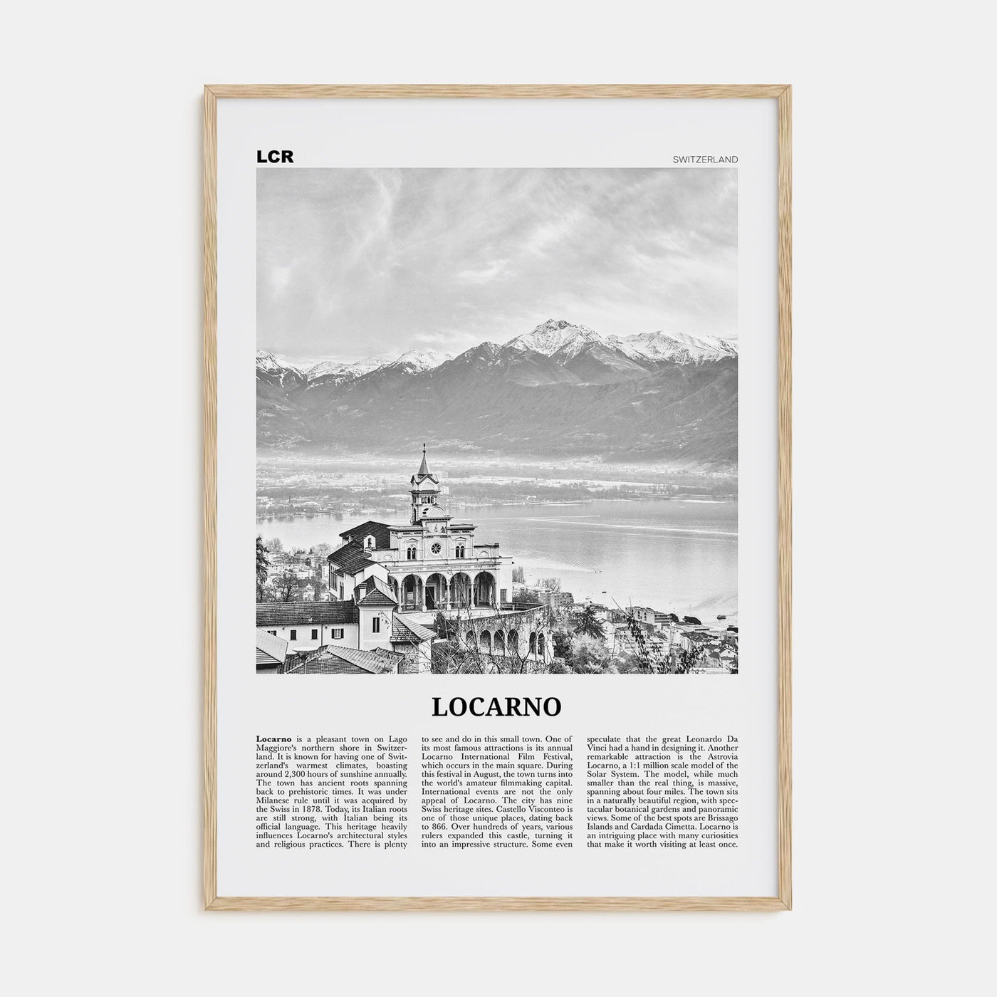 Locarno Poster Natural Wood / 8x12 in Nbourhood Travel B&W Poster