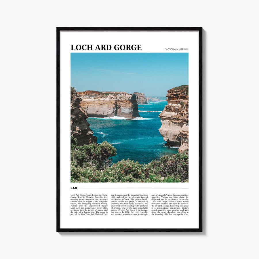 Loch Ard Gorge colorful travel poster of Australia – vertical wall art, unframed print shown in interior mockup