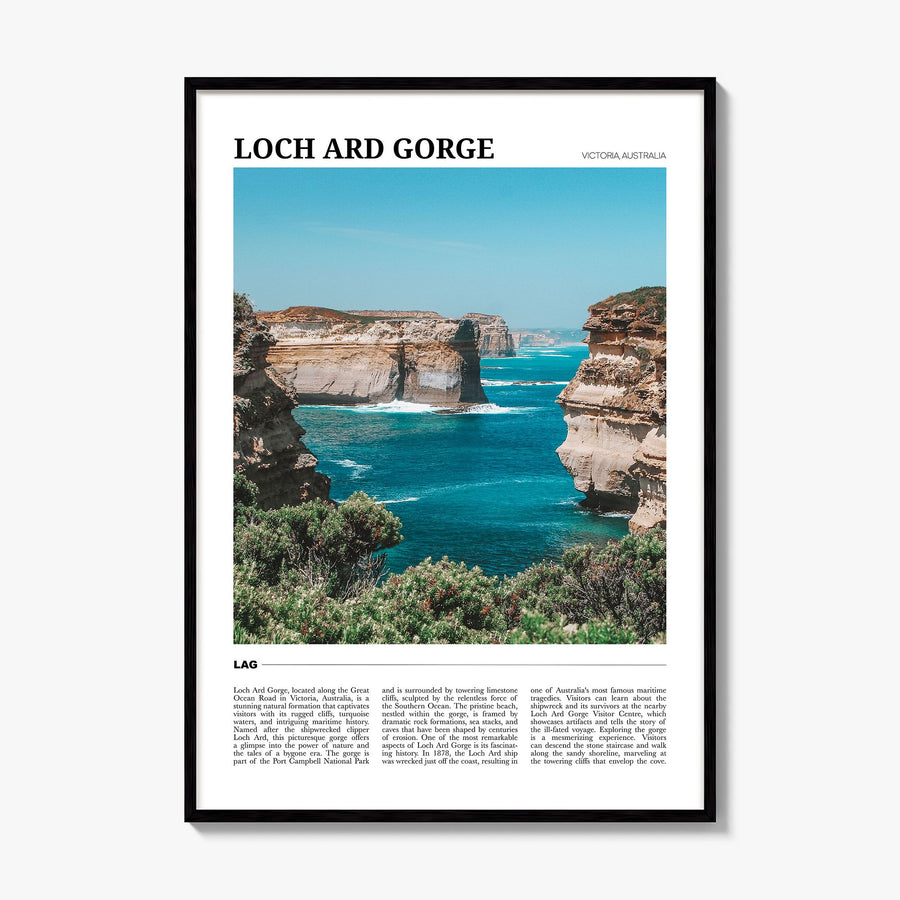 Loch Ard Gorge Travel Poster, framed poster mockup