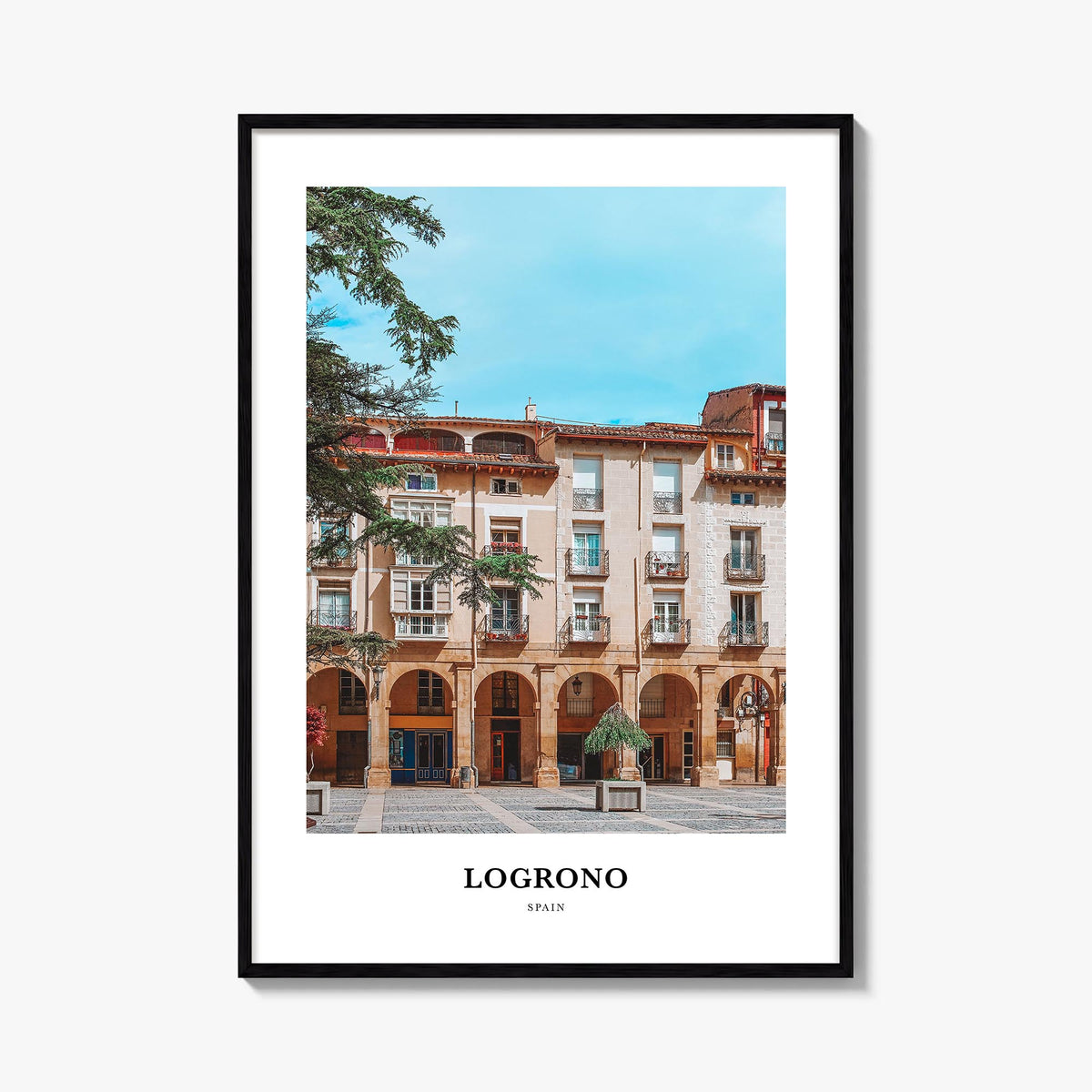 Logroño colorful classic poster of Spain – vertical wall art, unframed print shown in interior mockup