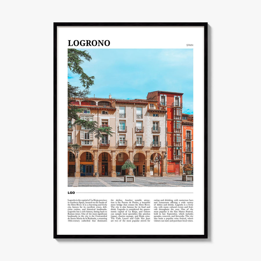 Logroño Travel Poster, framed poster mockup