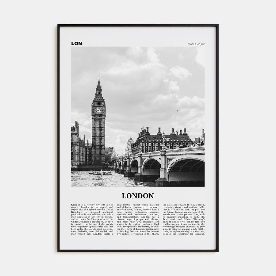 London No 1 Poster None / 8x12 in Nbourhood Travel B&W Poster