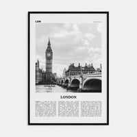 London No 1 Poster Black Wood / 8x12 in Nbourhood Travel B&W Poster