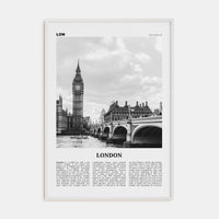 London No 1 Poster White Wood / 8x12 in Nbourhood Travel B&W Poster