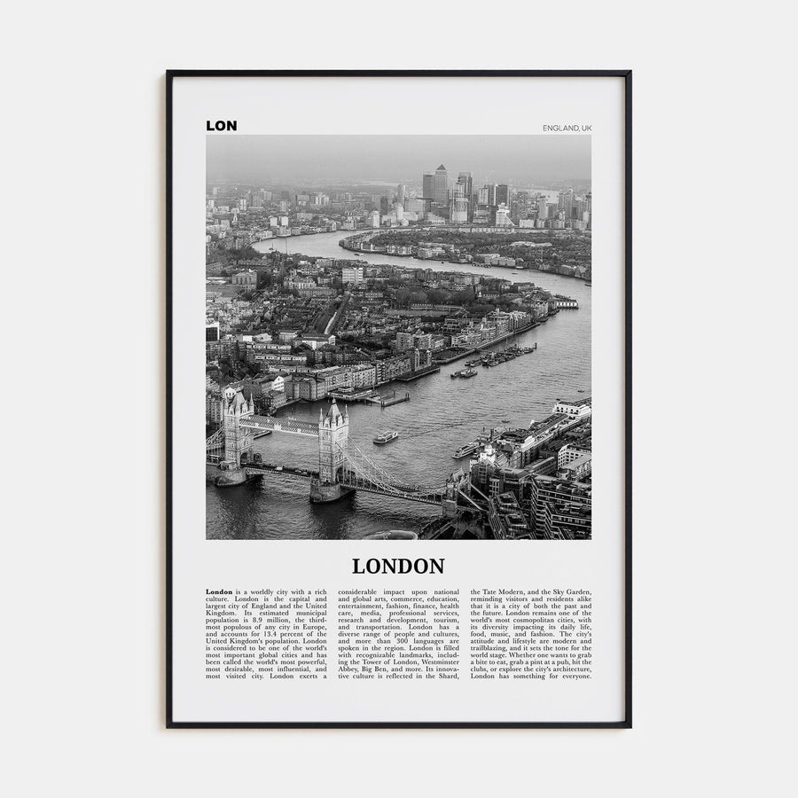 London No 2 Poster None / 8x12 in Nbourhood Travel B&W Poster