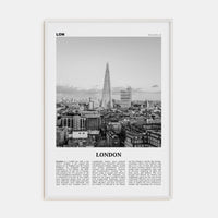 London No 3 Poster White Wood / 8x12 in Nbourhood Travel B&W Poster