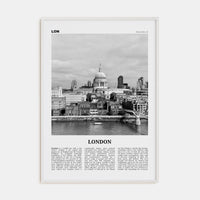 London No 4 Poster White Wood / 8x12 in Nbourhood Travel B&W Poster