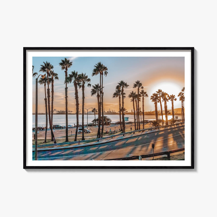 Long Beach colorful photo poster of California, USA – horizontal wall art, unframed print shown in interior mockup