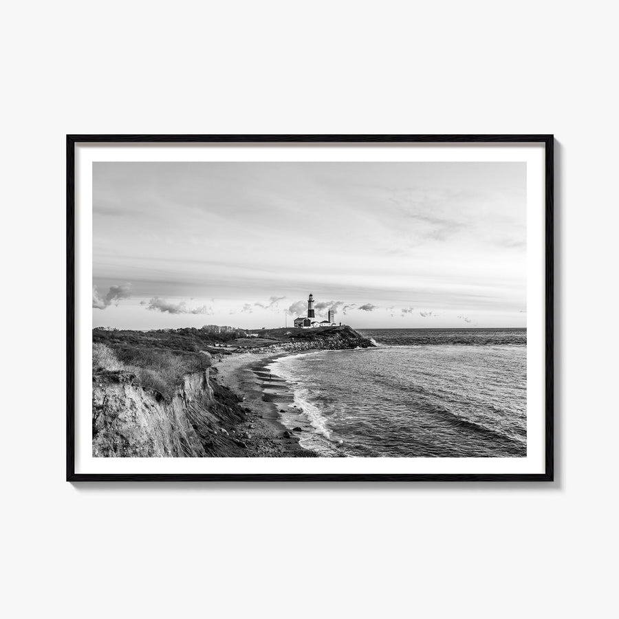 Long Beach Island black & white photo poster of New Jersey, USA – horizontal wall art, unframed print shown in interior mocku