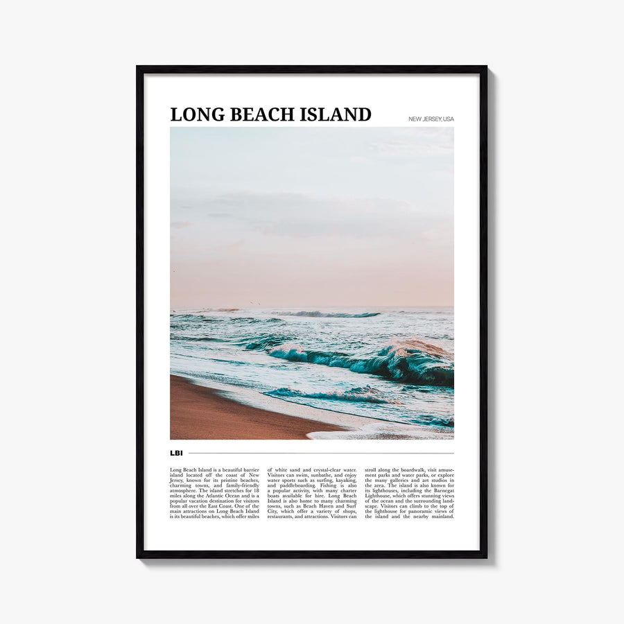 Long Beach Island no. 1 colorful travel poster of New Jersey, USA – vertical wall art, unframed print shown in interior mocku