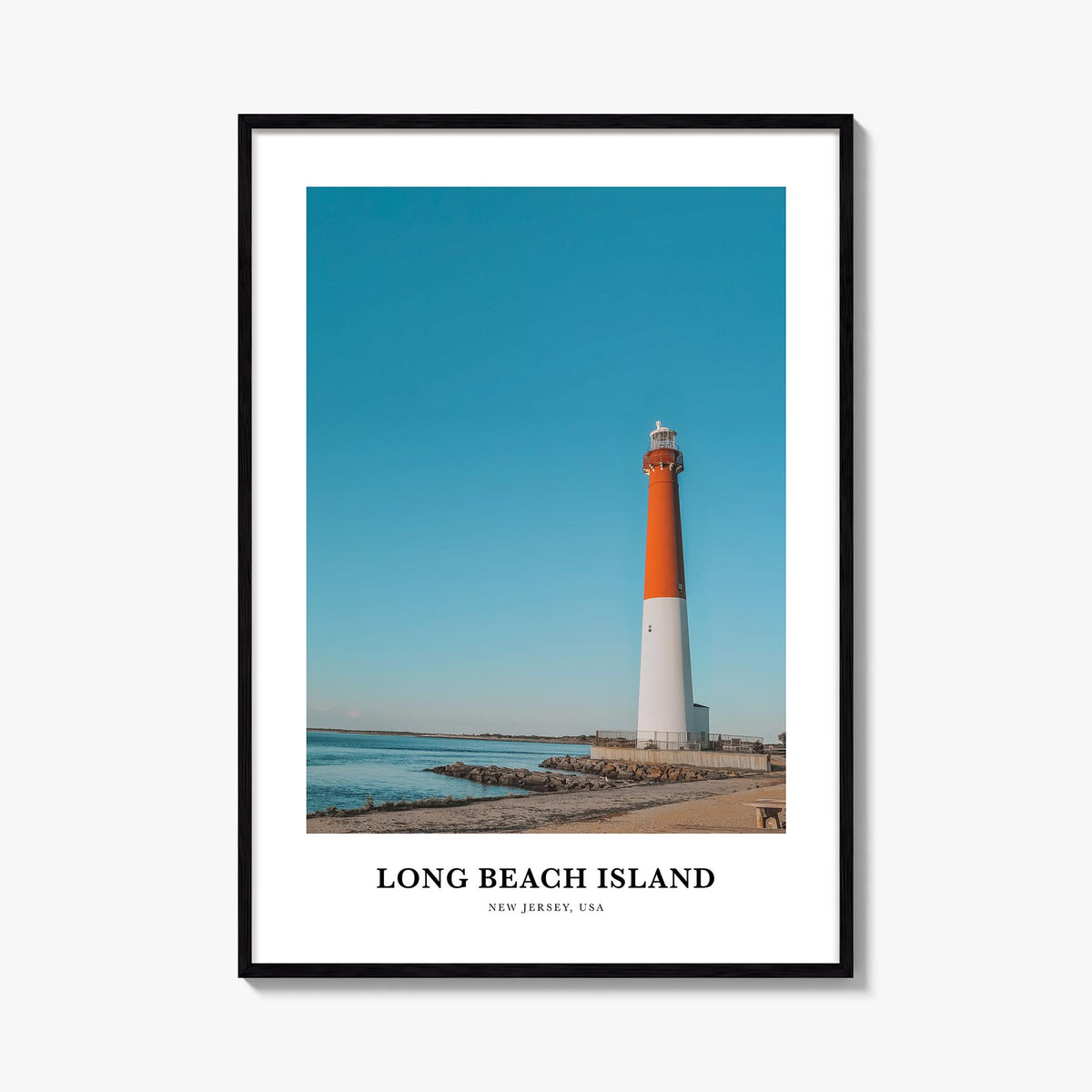 Long Beach Island no. 2 colorful classic poster of New Jersey, USA – vertical wall art, unframed print shown in interior mock
