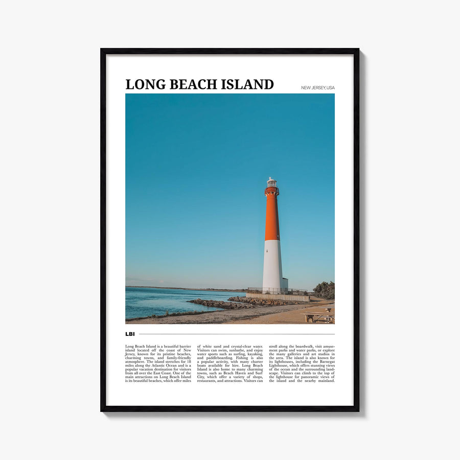 Long Beach Island no. 2 colorful travel poster of New Jersey, USA – vertical wall art, unframed print shown in interior mocku