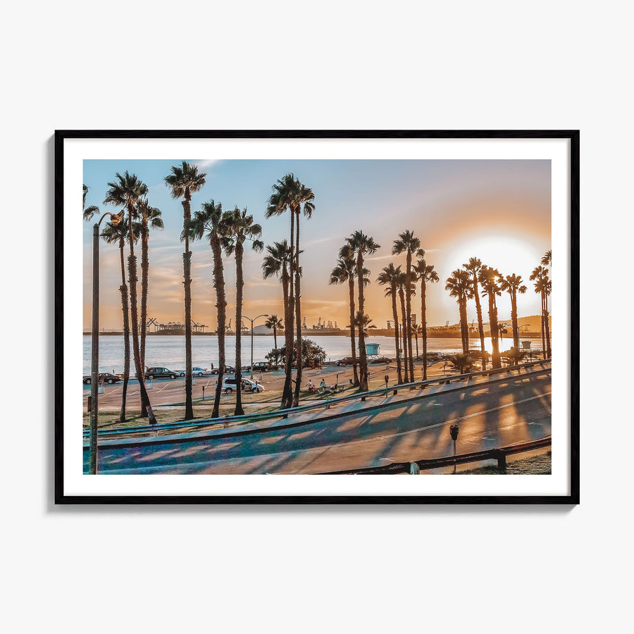 Long Beach Photo Poster, framed poster mockup, white border